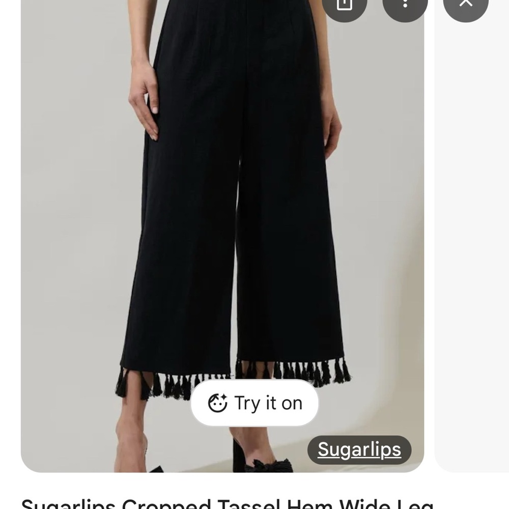 Sugarlips Black Ankle Cropped Fringe Pants